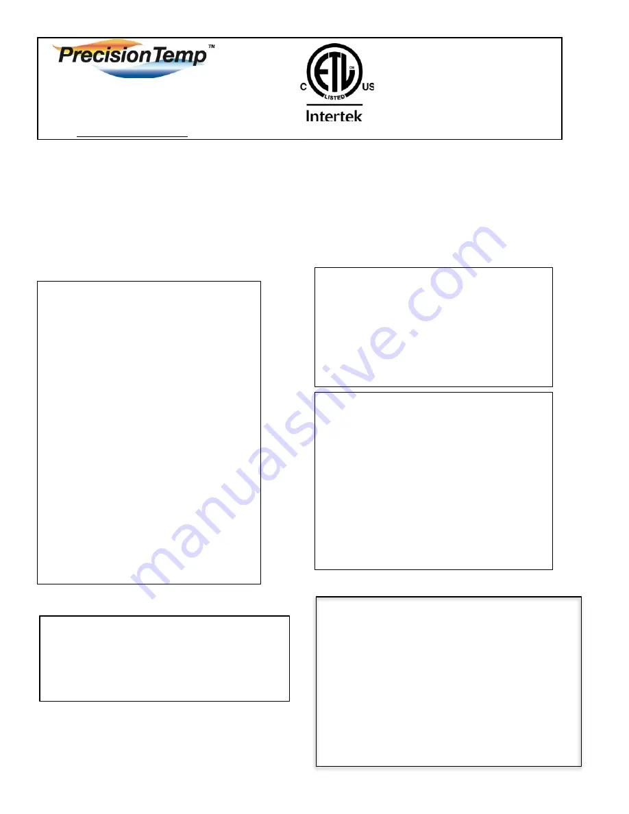 PrecisionTemp ShowerMate-550 User Manual Download Page 1