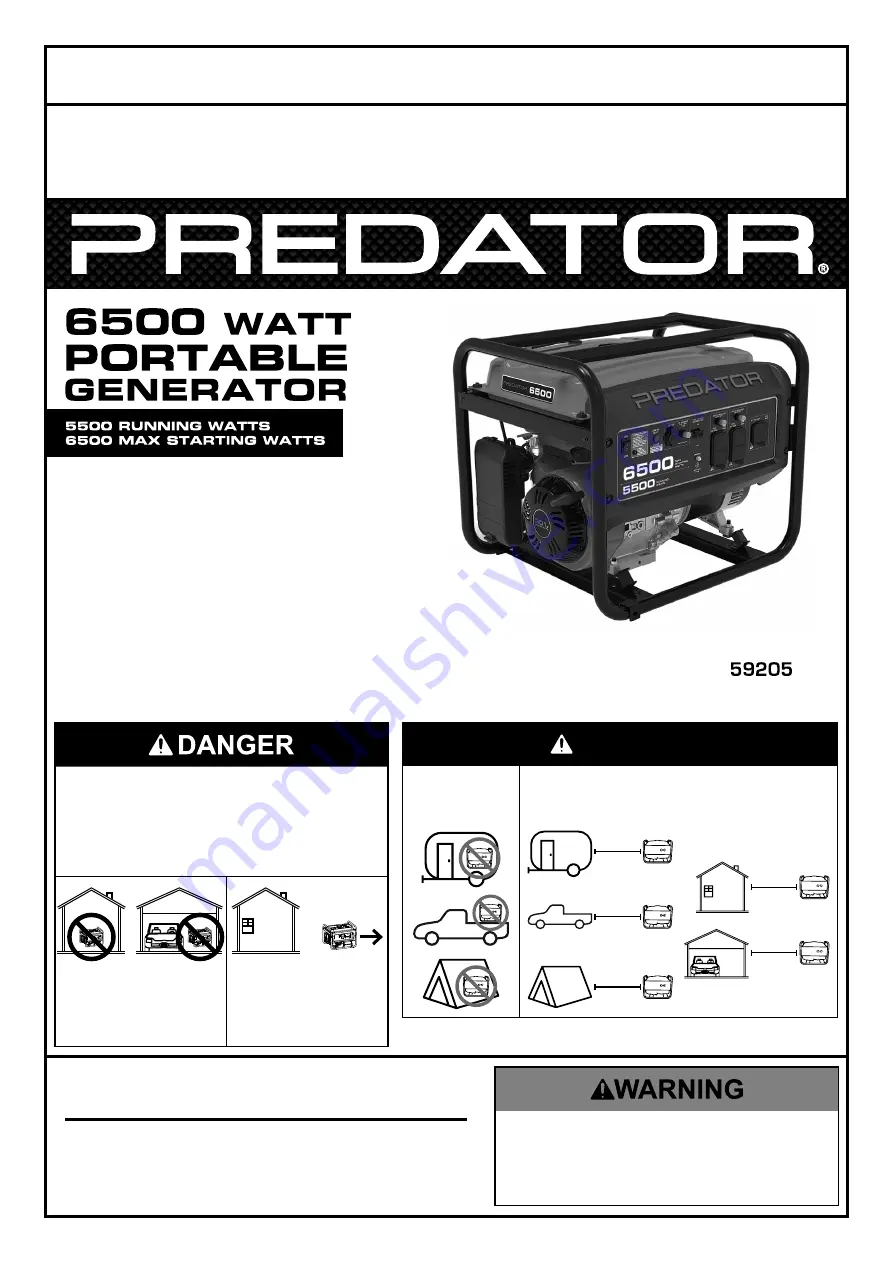 Predator 59205 Owner'S Manual & Safety Instructions Download Page 1