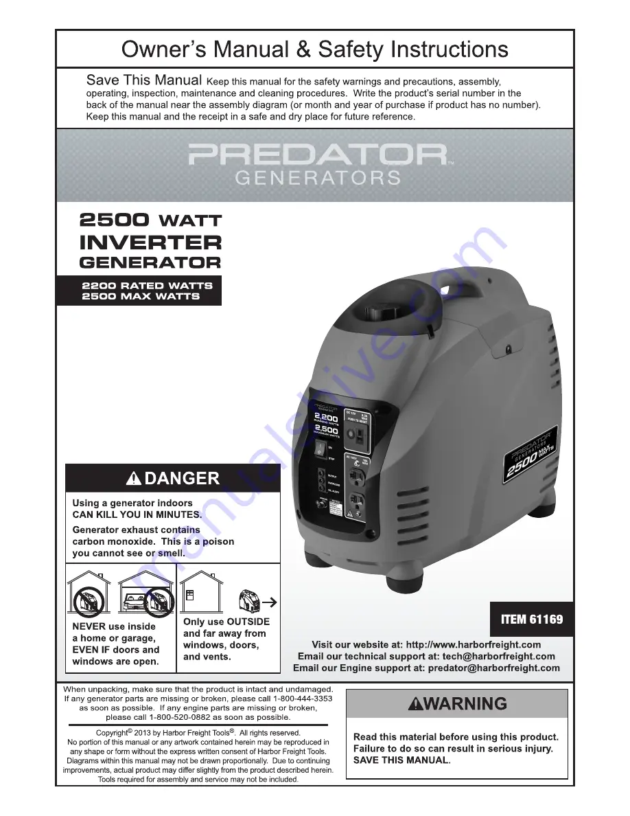 Predator 61169 Owner'S Manual Download Page 1