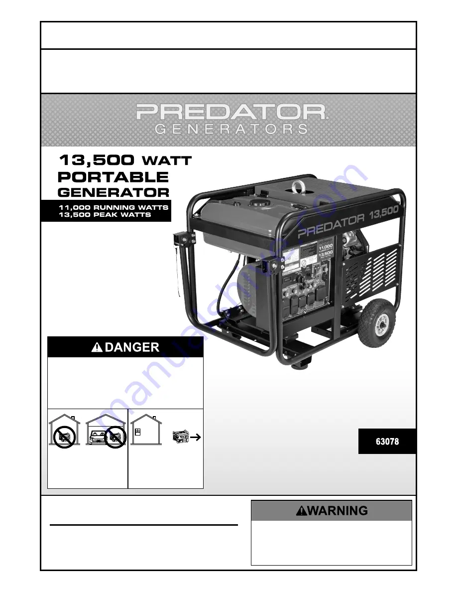 Predator 63078 Owner'S Manual & Safety Instructions Download Page 1