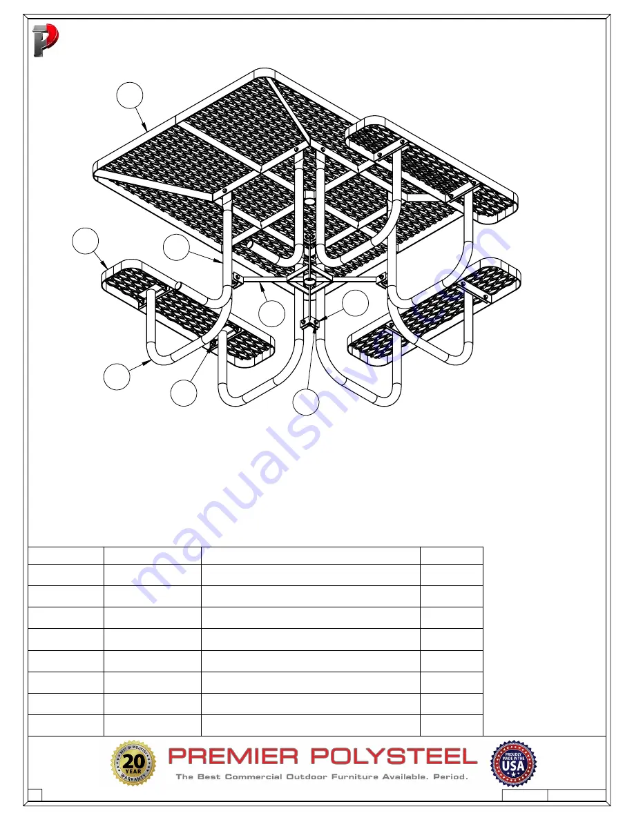 PREMIER POLYSTEEL 950-501 Assembly Instructions Manual Download Page 8