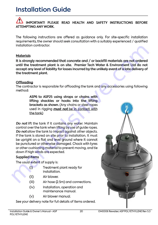 PREMIER TECH ASP06 Скачать руководство пользователя страница 20