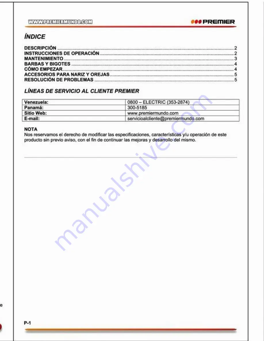 Premier ED-4607CBG Instruction Manual Download Page 2