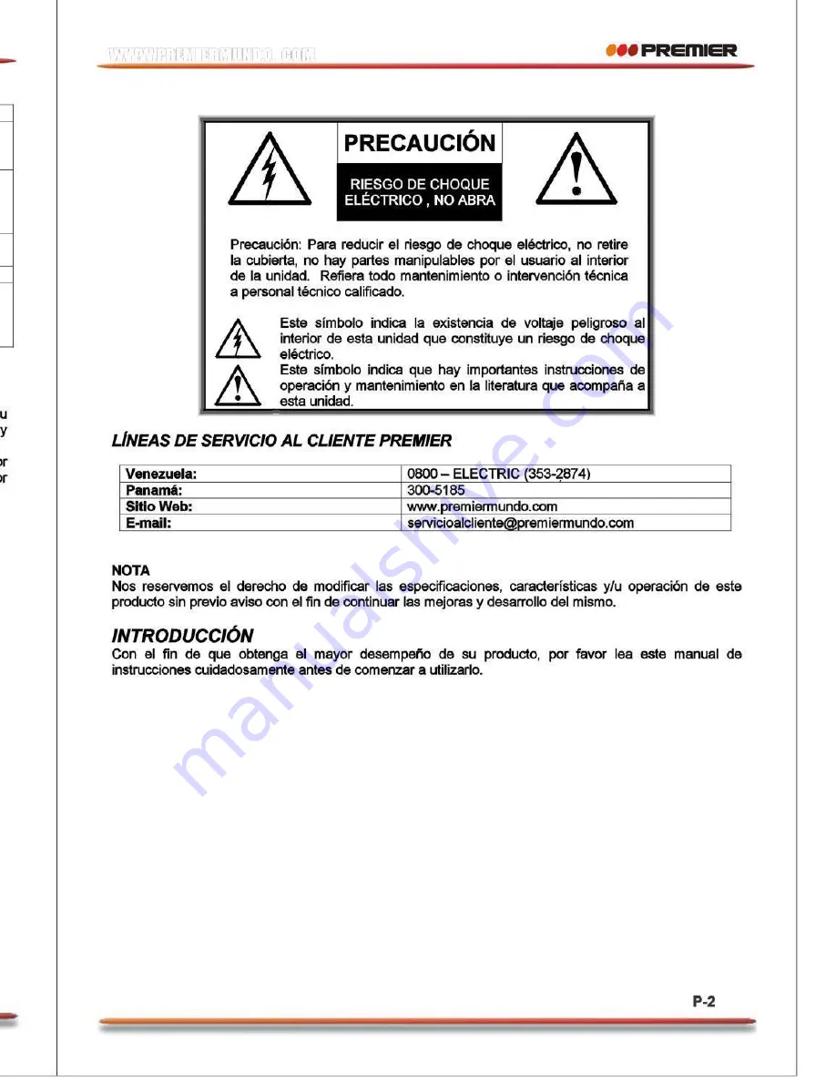 Premier LAV-2198 Instruction Manual Download Page 3