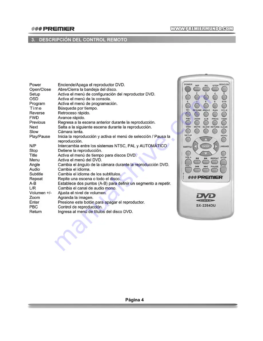 Premier SX-2254DU Instruction Manual Download Page 5