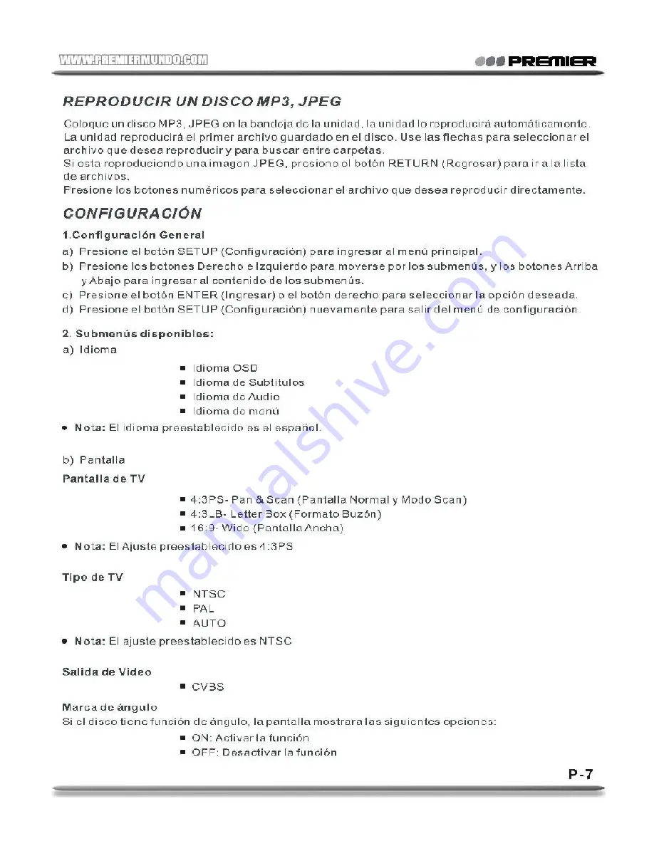 Premier SX-4012DU Instruction Manual Download Page 8