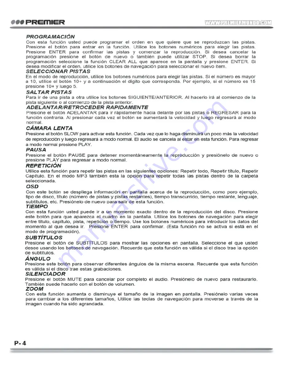 Premier SX-4625DU Instruction Manual Download Page 5