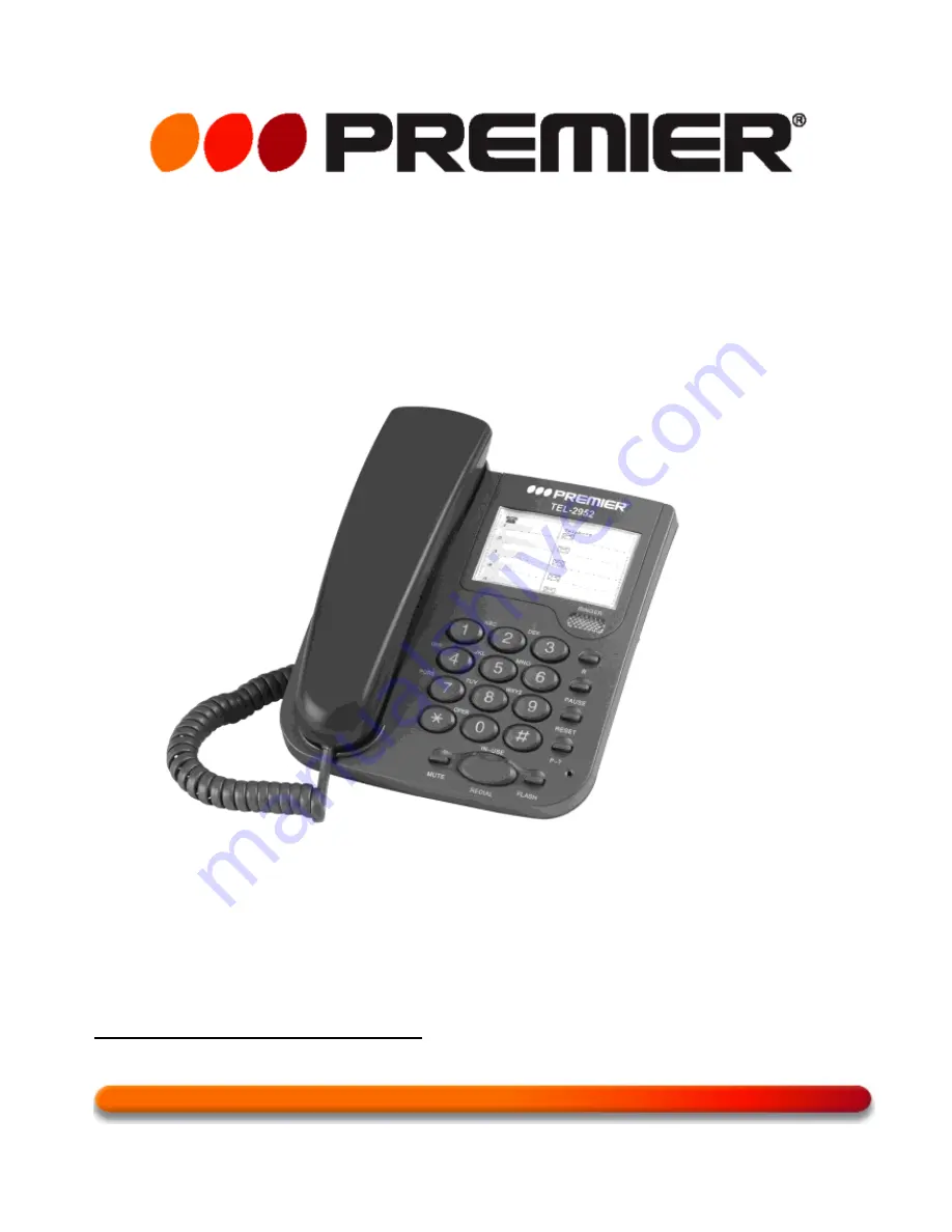 Premier TEL-2952 Instruction Manual Download Page 1