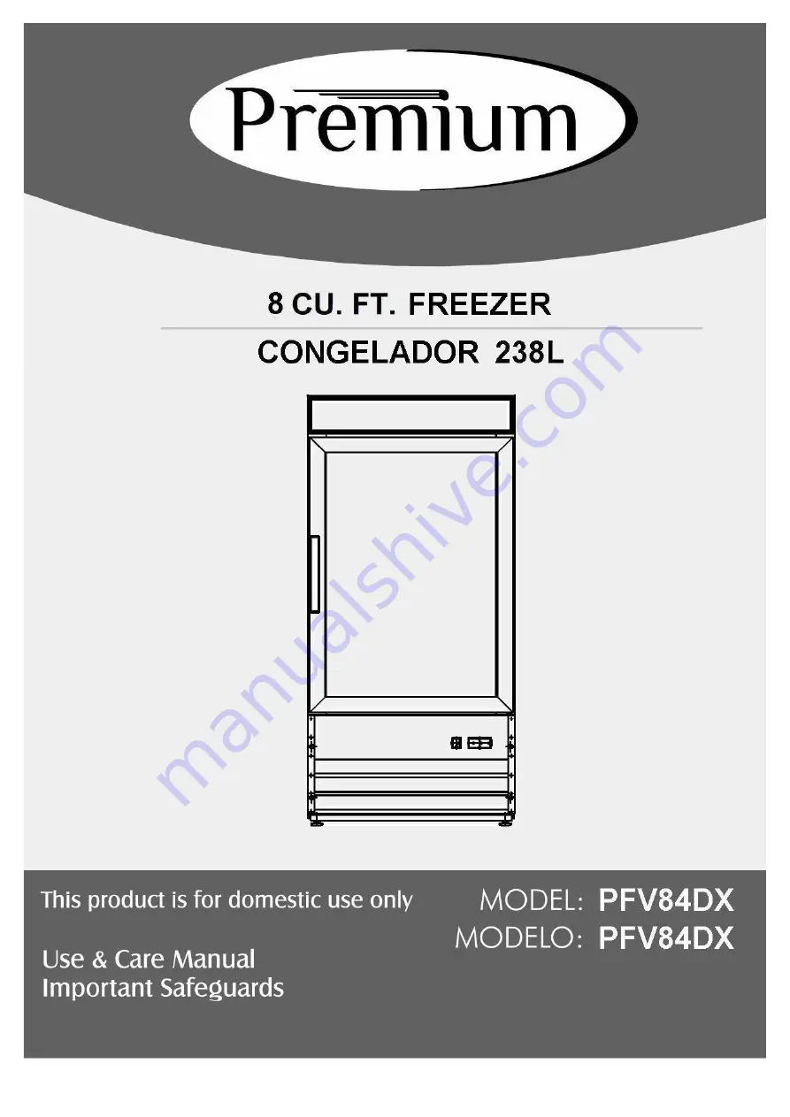 Premium PFV84DX Use & Care Manual Download Page 1