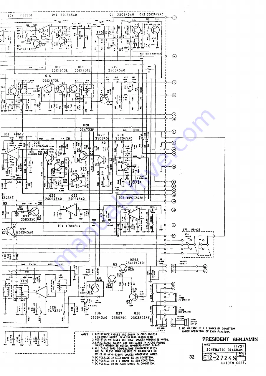 PRESIDENT uniden BENJAMIN UT-552B Service Manual Download Page 39