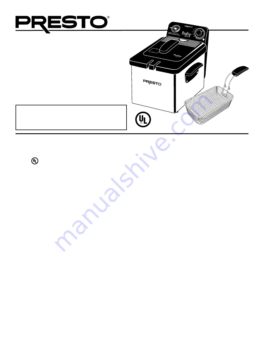 Presto ProFry Plus Instructions Manual Download Page 1