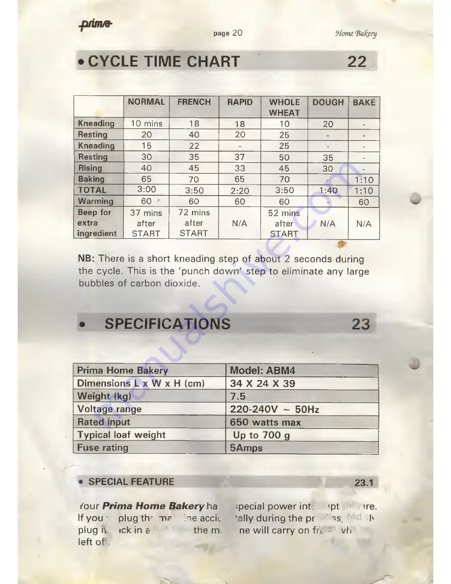 Prima ABM 4 Instruction Manual And Recipe Download Page 20