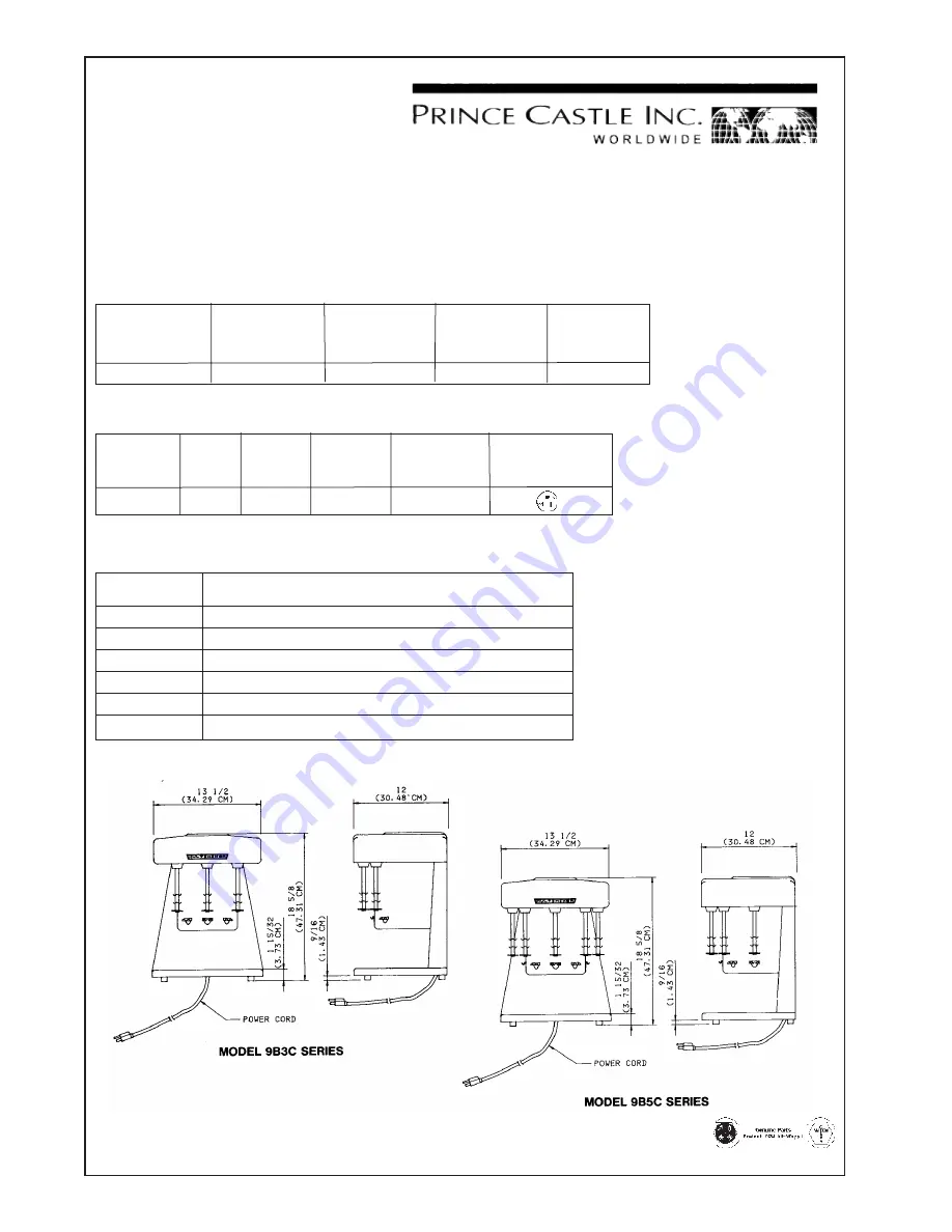 Prince Castle MULTI-MIXER 9B3C Specifications Download Page 2