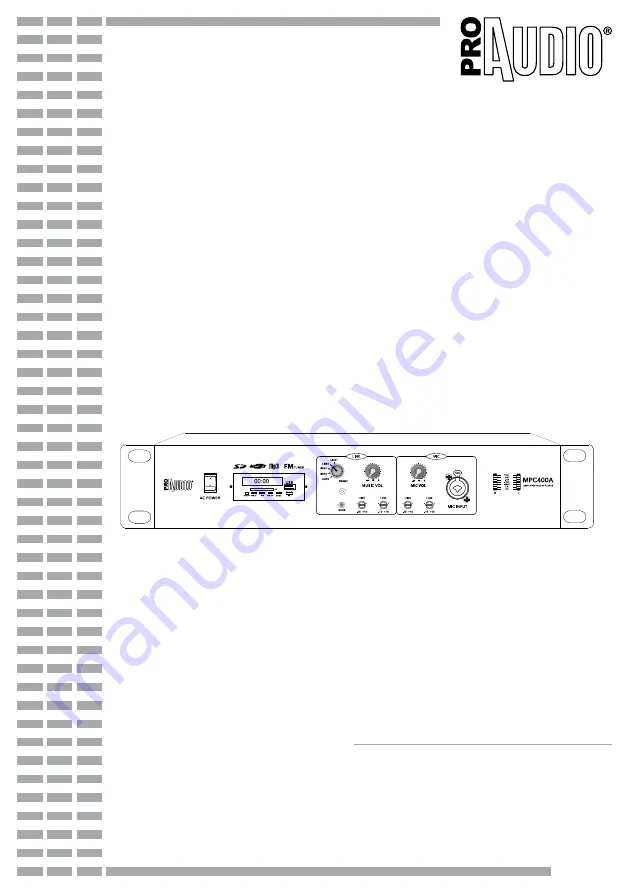 Pro Audio MPC400A User Manual Download Page 1