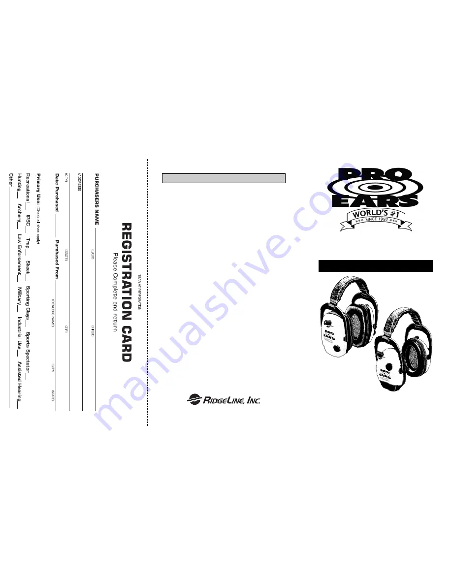 Pro Ears PRO EARS series GOLG Owner'S Manual Download Page 1