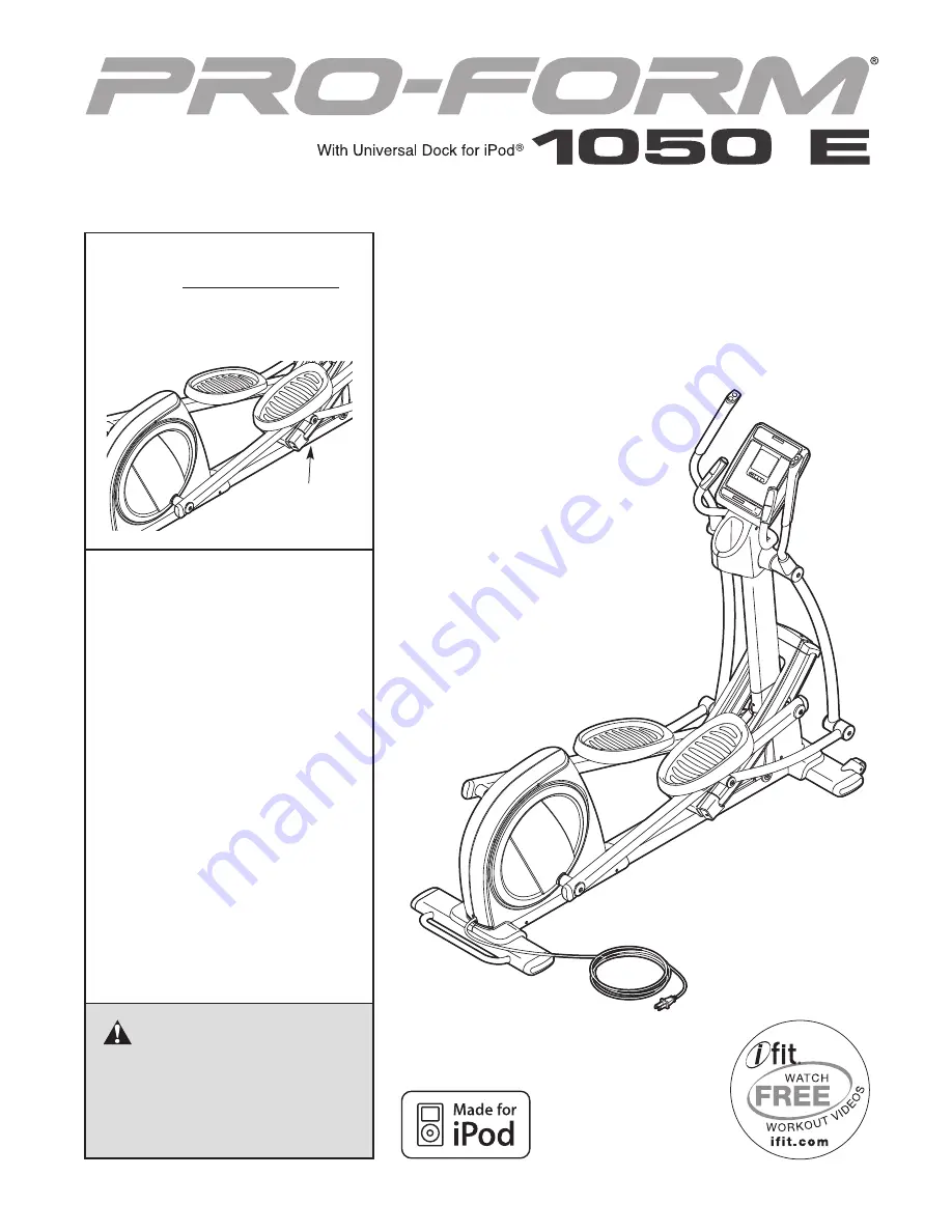 Pro-Form 1050 E Скачать руководство пользователя страница 1