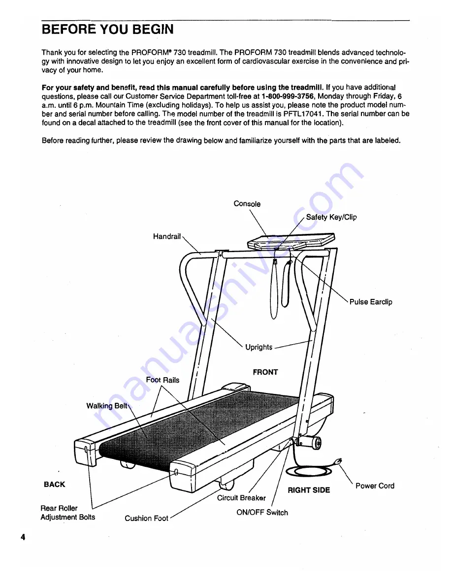 Pro-Form 730 PFTL17041 Owner'S Manual Download Page 4