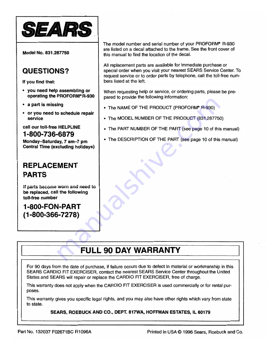 Pro-Form 831.287750 User Manual Download Page 12