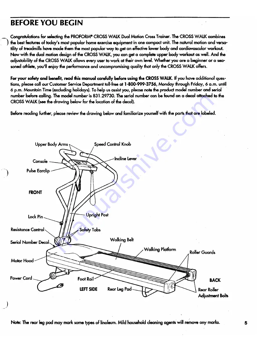 Pro-Form 831.297300 Owner'S Manual Download Page 5