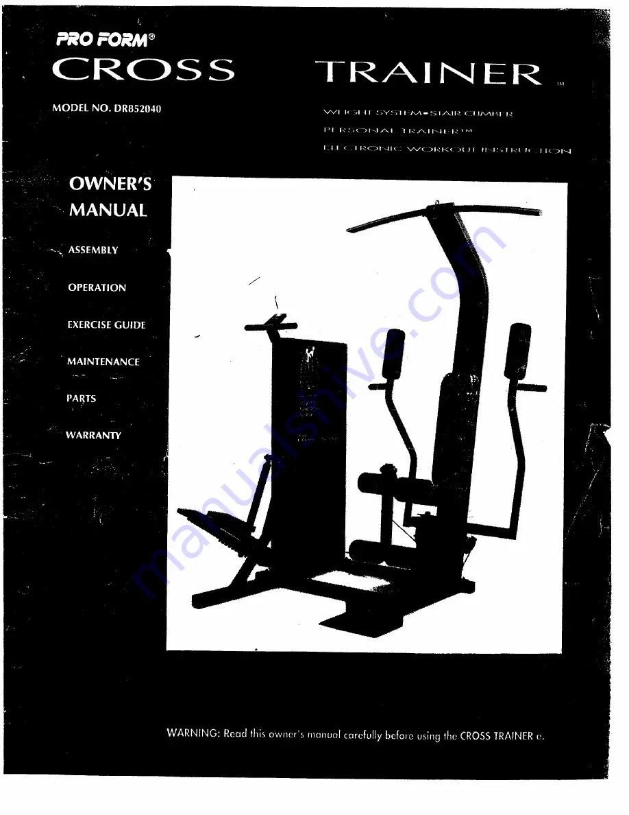 Pro-Form DR852040 Owner'S Manual Download Page 1