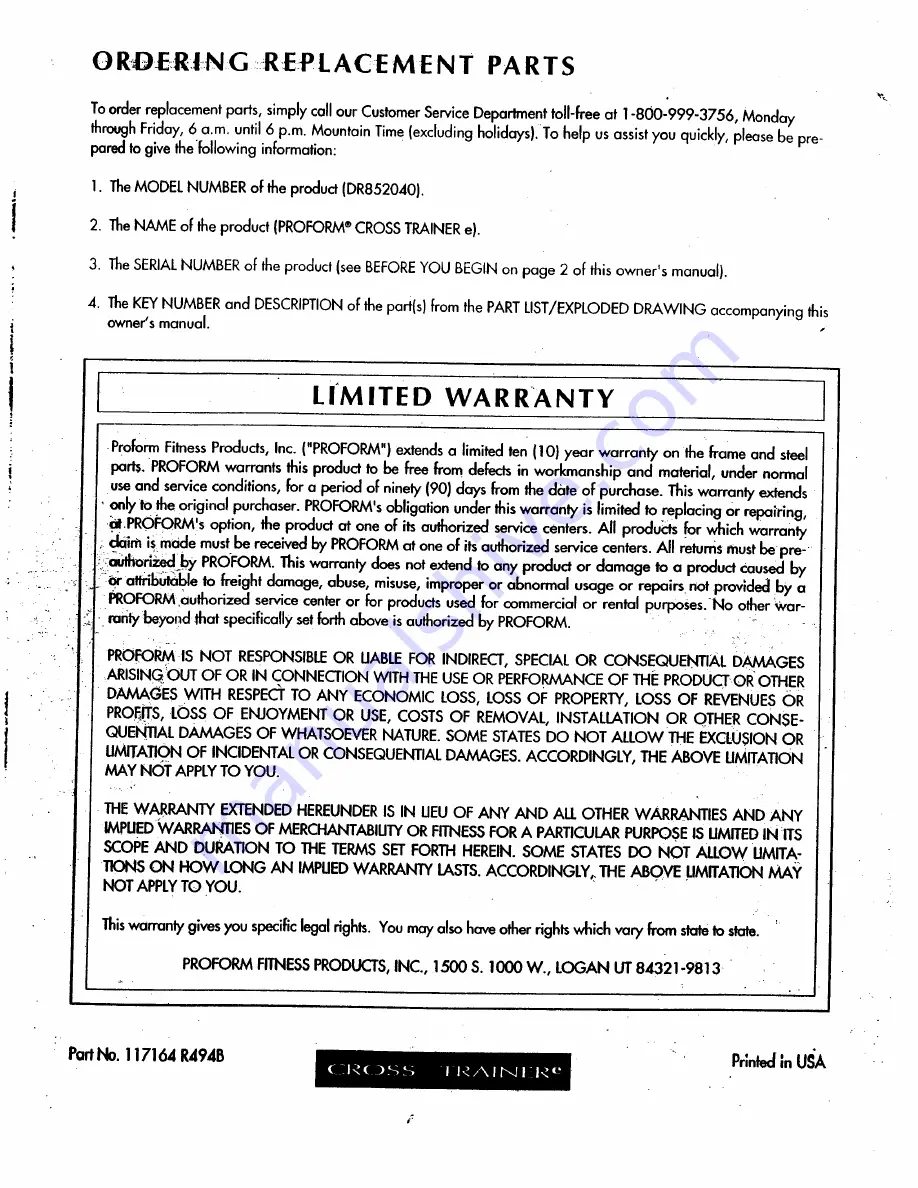 Pro-Form DR852040 Owner'S Manual Download Page 28