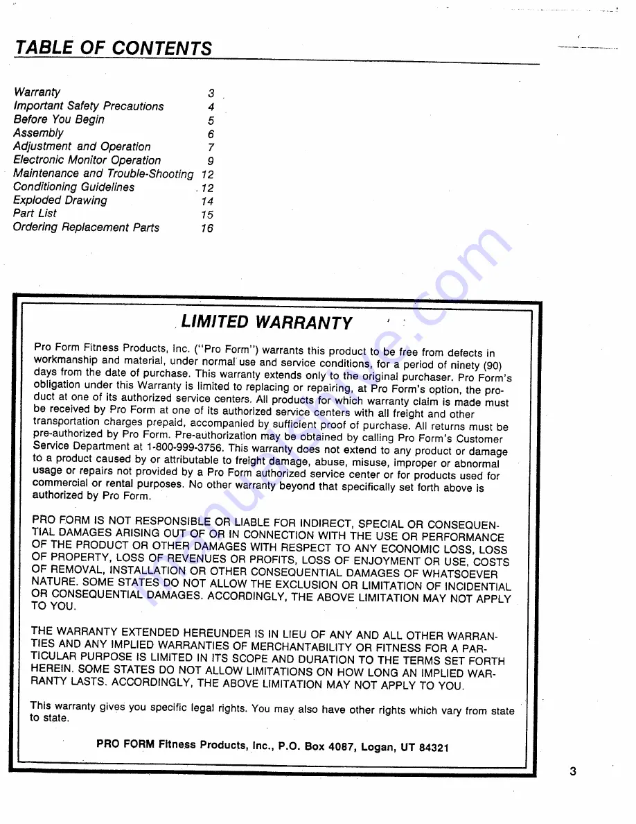 Pro-Form Equalizer PFCEP Owner'S Manual Download Page 3