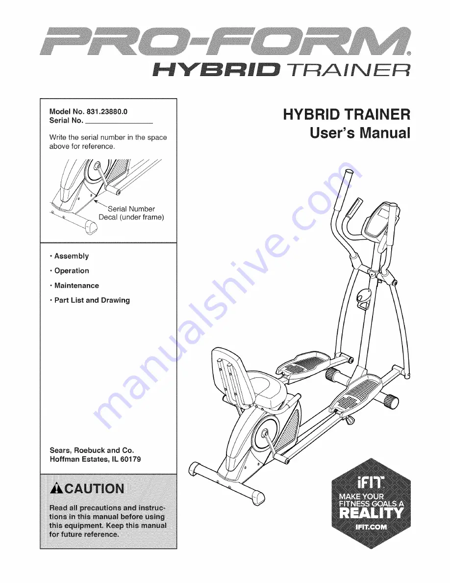 Pro-Form Hybrid Trainer 831.23880.0 Скачать руководство пользователя страница 1