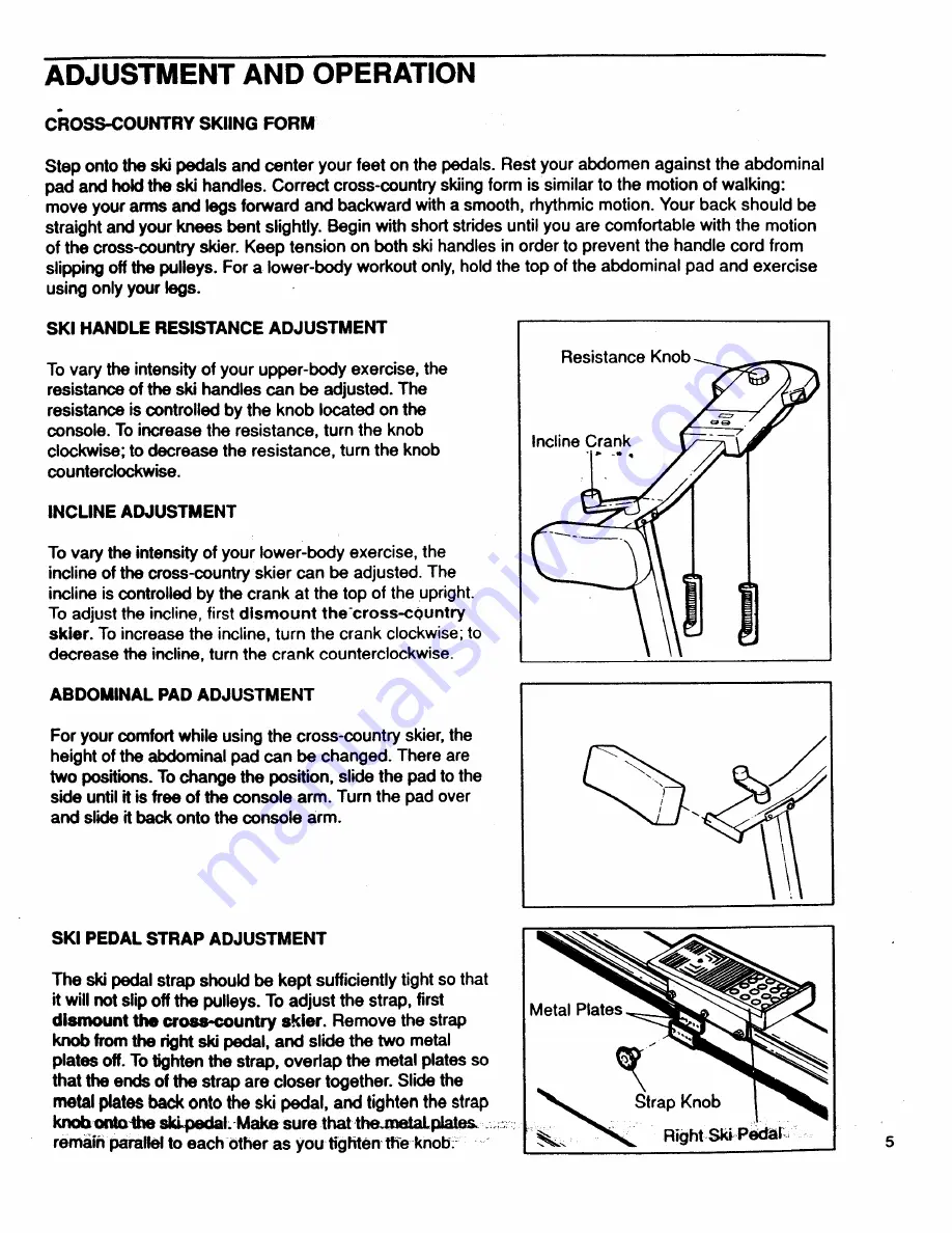 Pro-Form Nordic XC-Skier Owner'S Manual Download Page 5