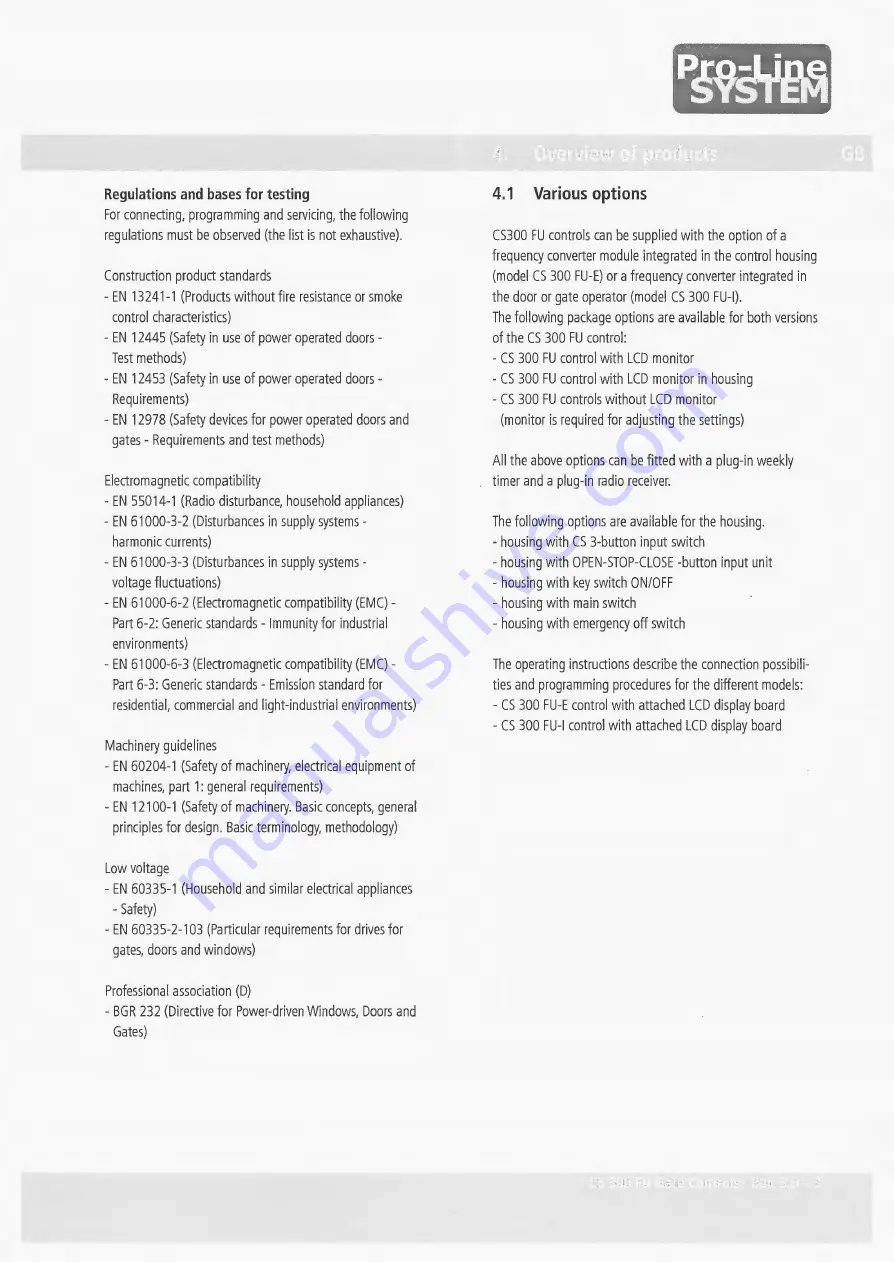 Pro-Line System CS300FU Скачать руководство пользователя страница 3