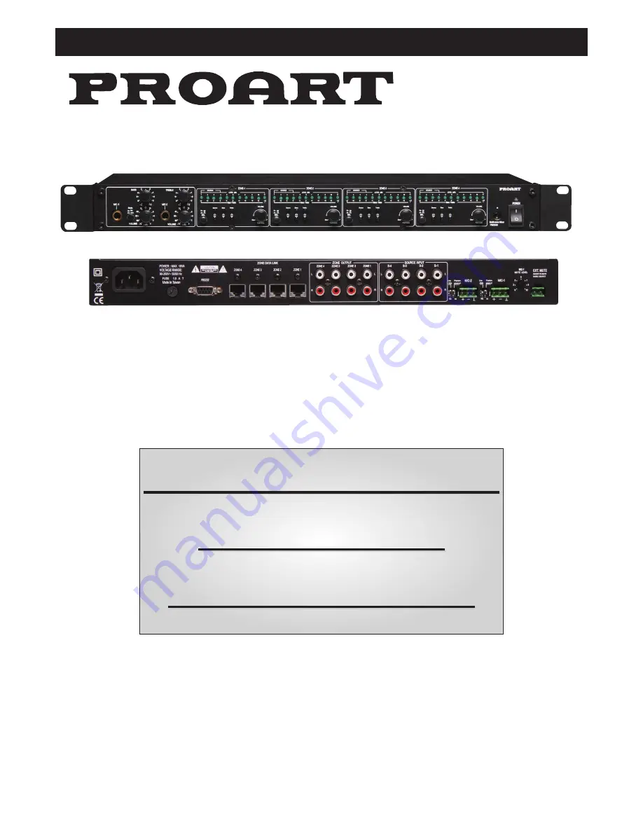 PROART A 5430 Installation & Operating Instructions Manual Download Page 1