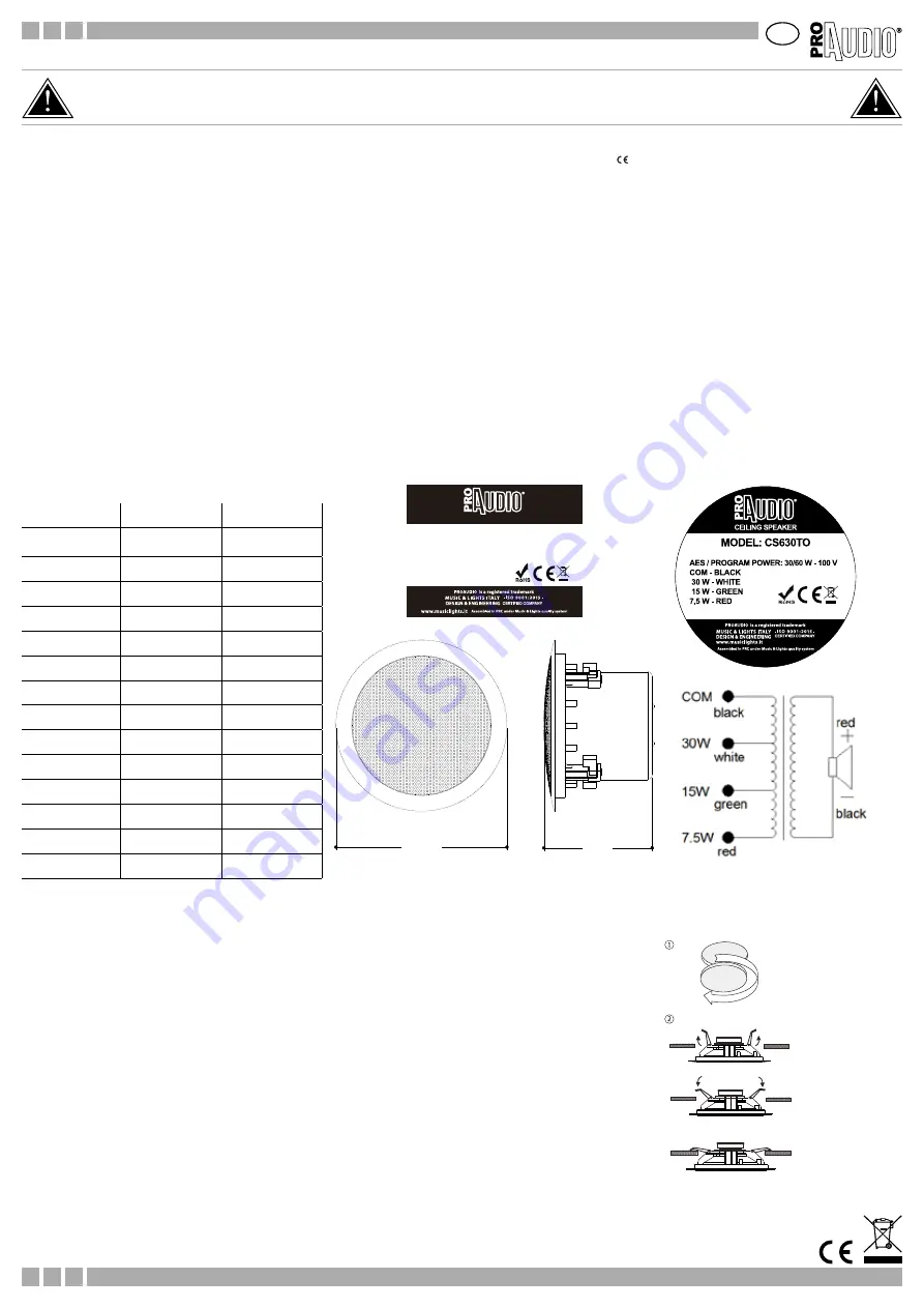 ProAudio CS630TO Скачать руководство пользователя страница 1