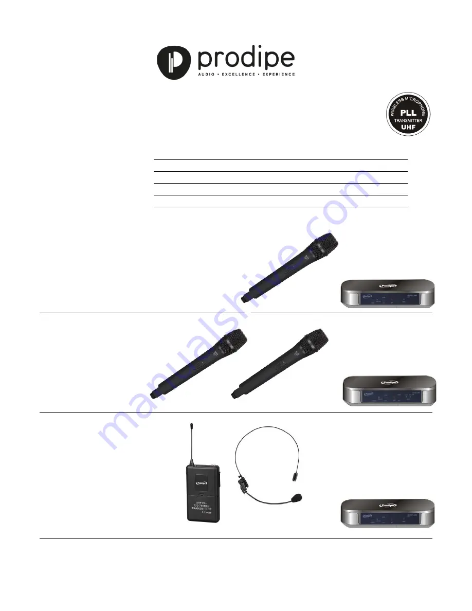 Prodipe Headset100 UHF Lanen User Manual Download Page 1