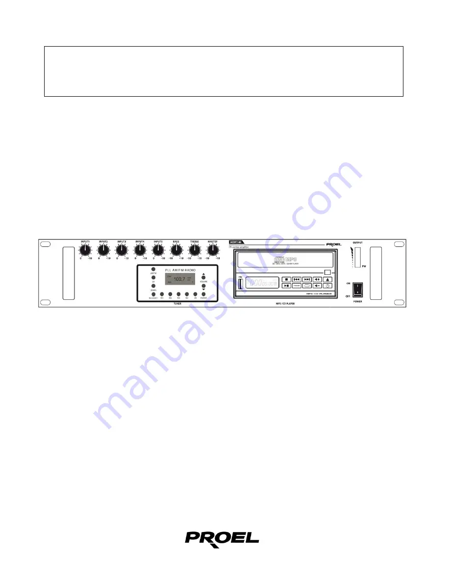 PROEL ACDT180 Instruction Manual Download Page 1