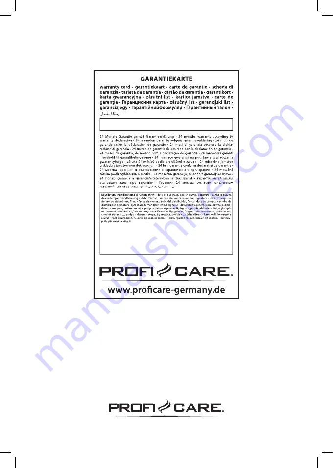 Profi Care PC-HT 3020 Instruction Manual Download Page 44