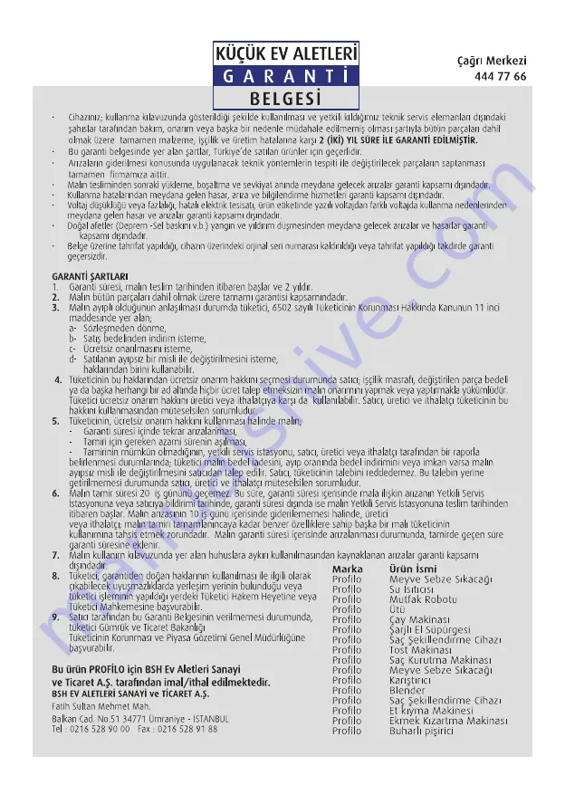 PROFILO PSU7A series Instructions For Use Manual Download Page 12