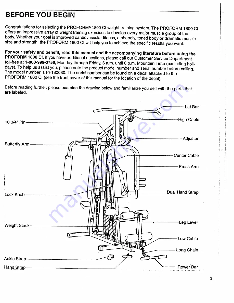 ProForm 1800ci Manual Download Page 3