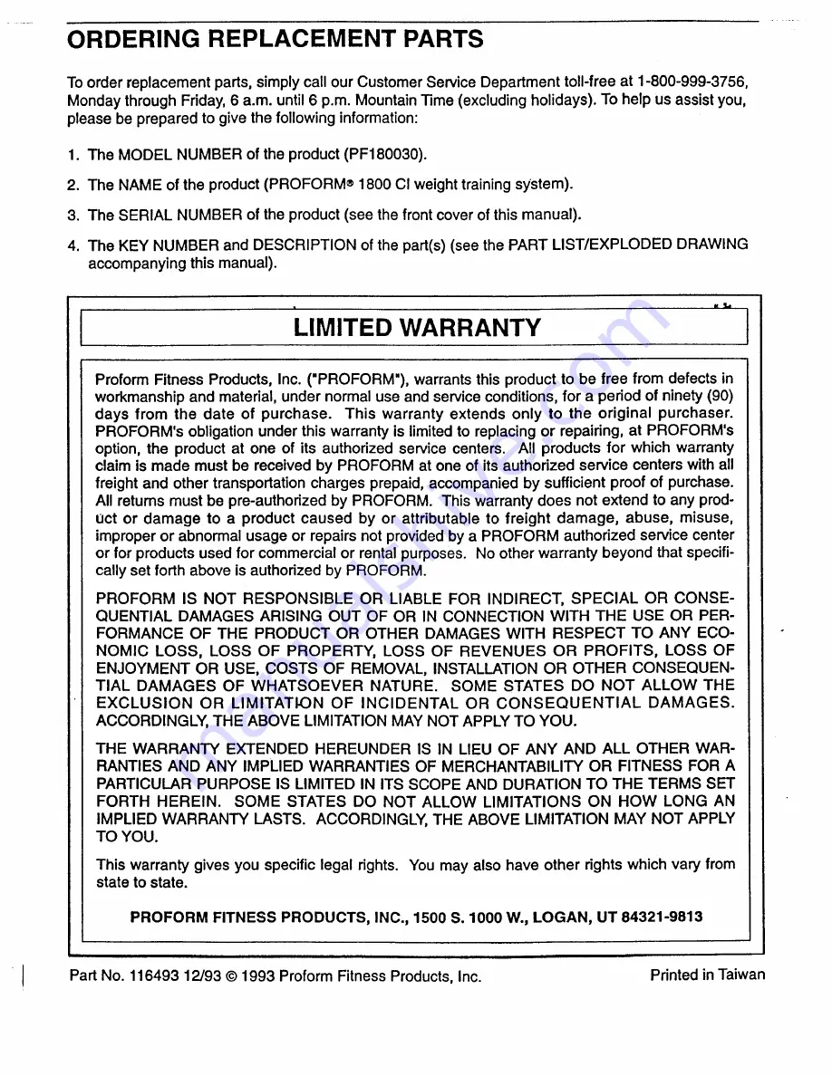 ProForm 1800ci Manual Download Page 24