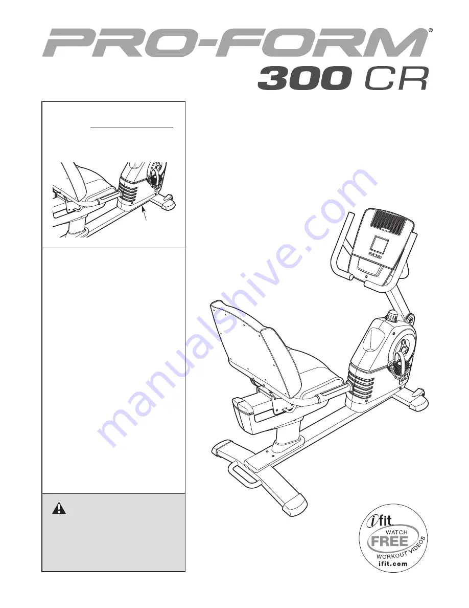 ProForm 300 Cr Скачать руководство пользователя страница 1