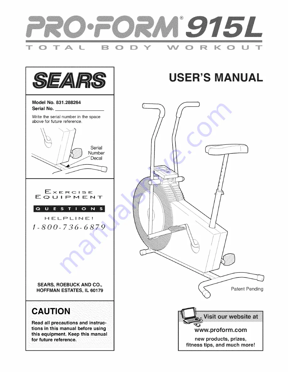 ProForm 831.288264 User Manual Download Page 1