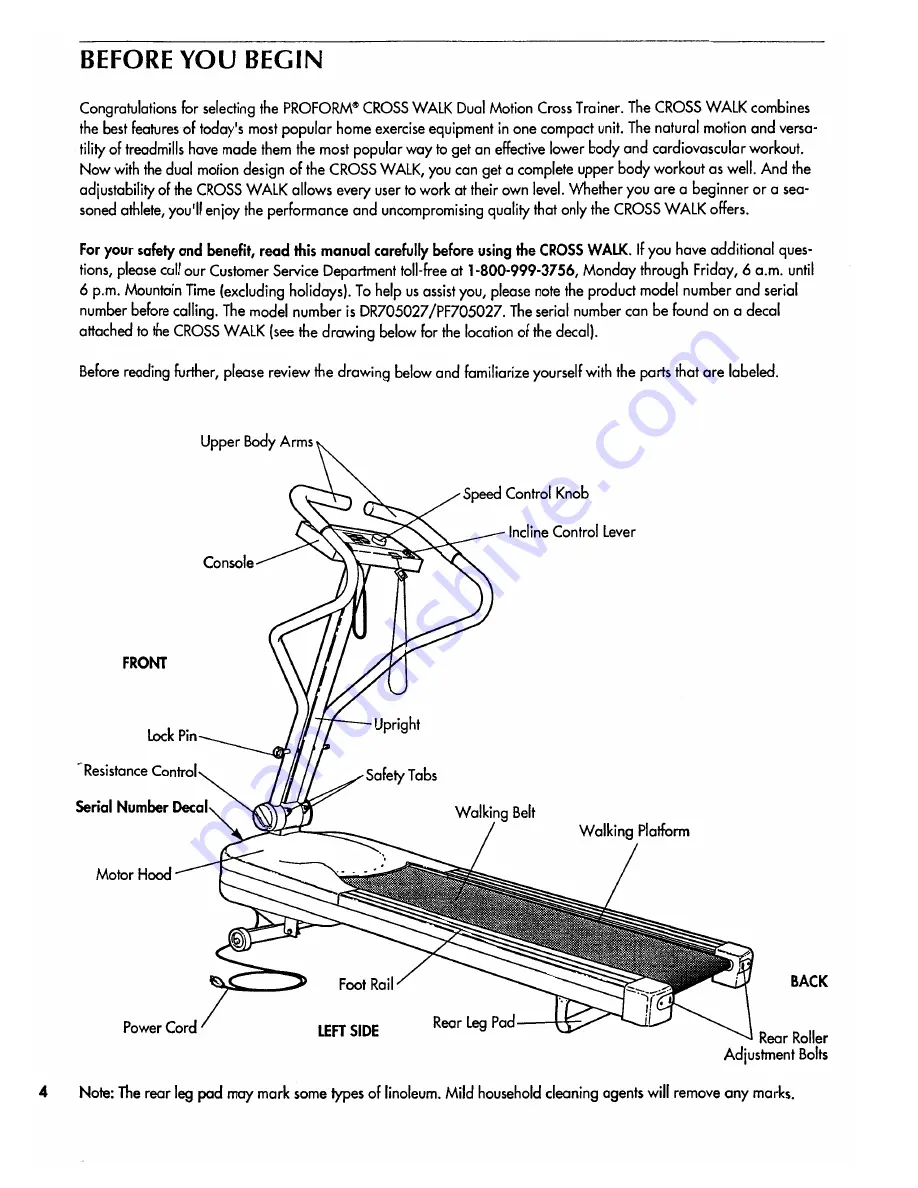 ProForm Cross Walk DR705027 Owner'S Manual Download Page 4