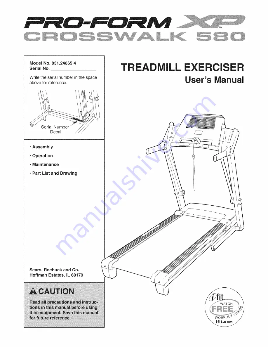 ProForm XP 580 User Manual Download Page 1