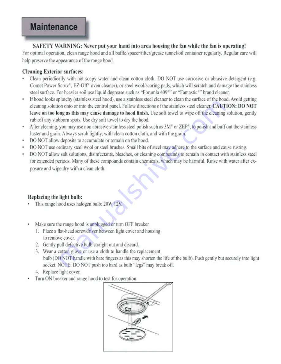 ProLine Range Hoods PLZW KB.30-48 Installation Manual And User'S Manual Download Page 8