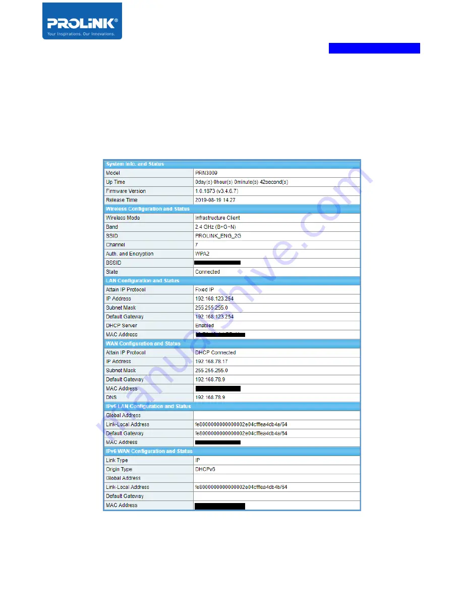 PROLiNK PRN3009 Product User Manual Download Page 50