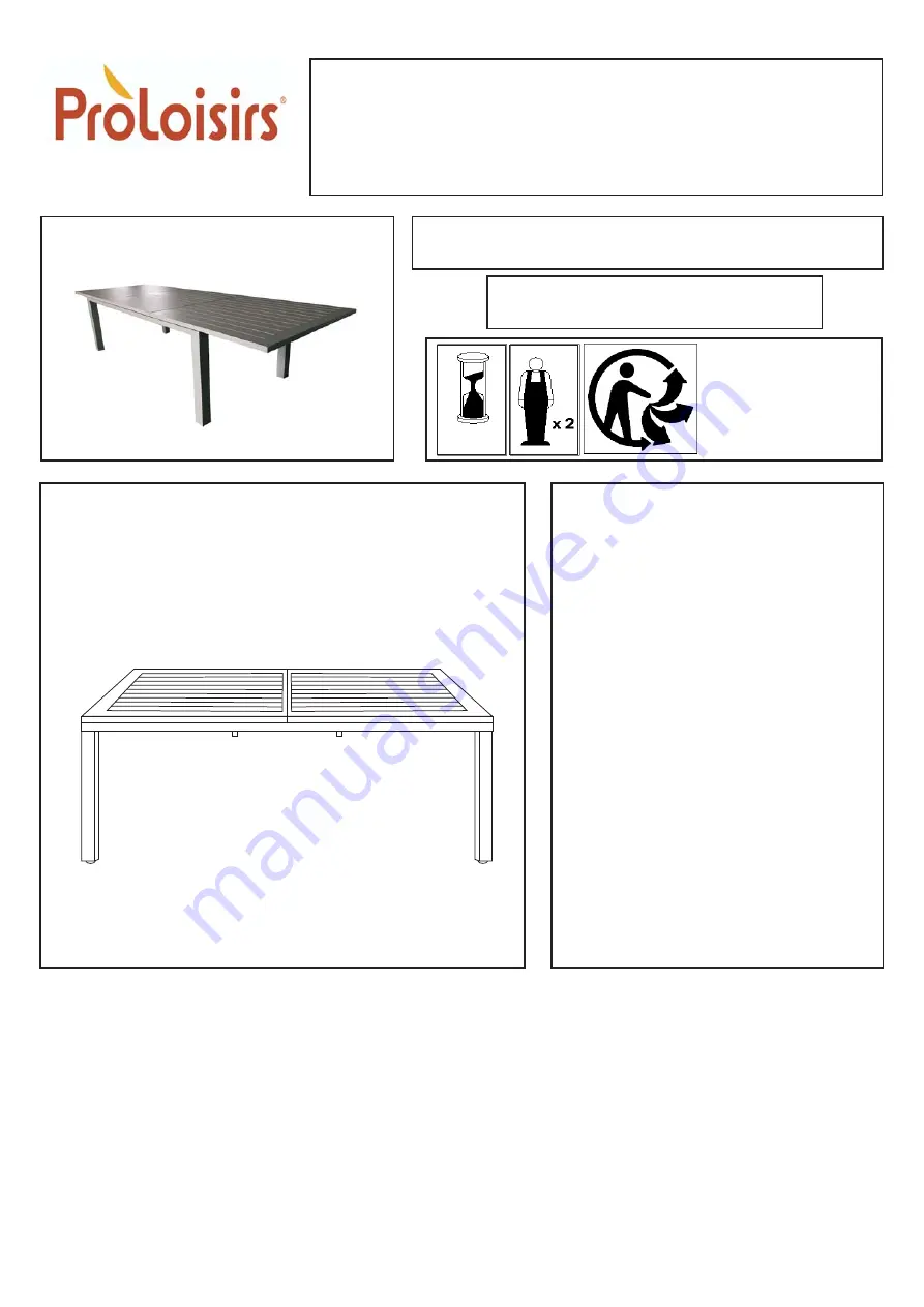 Proloisirs ELISA EXTENSION TABLE Assembling Instructions Download Page 1