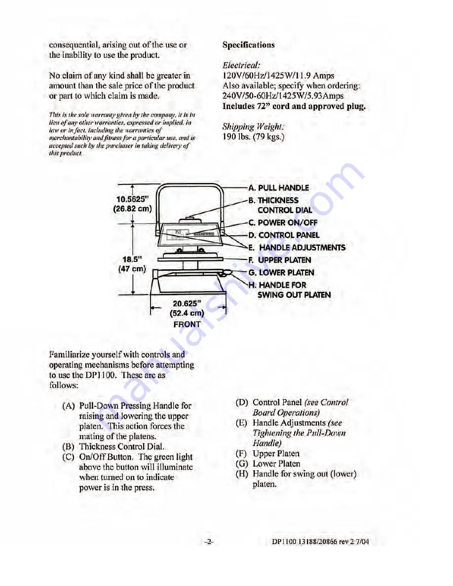 Proluxe DP1100A Operation Manual Download Page 3