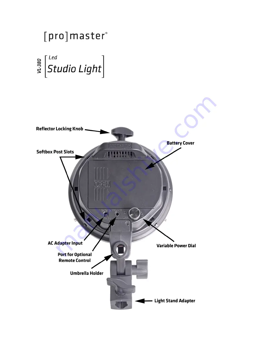 Promaster VL-380 Quick Start Manual Download Page 1