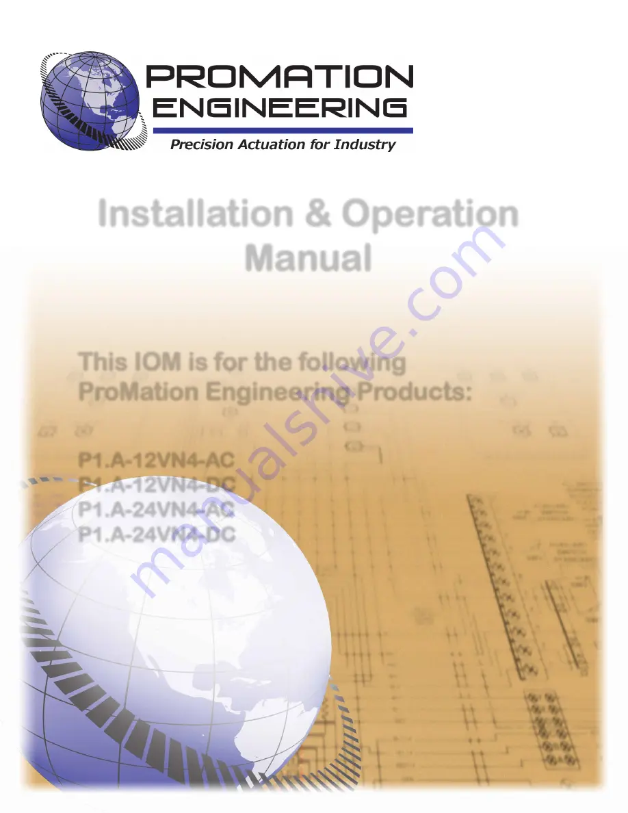 Promation Engineering P1.A Series Installation & Operation Manual Download Page 1