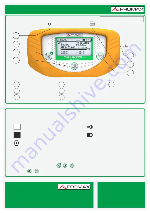 Promax TVHUNTER+ ISDB-T/TB Quick Start Manual Download Page 1