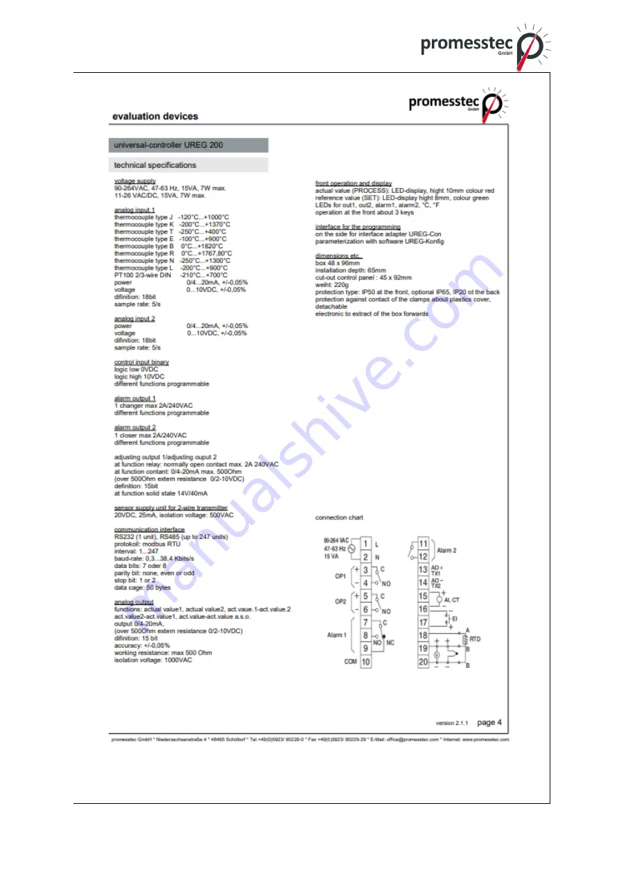 promesstec UREG 200 User Manual Download Page 88