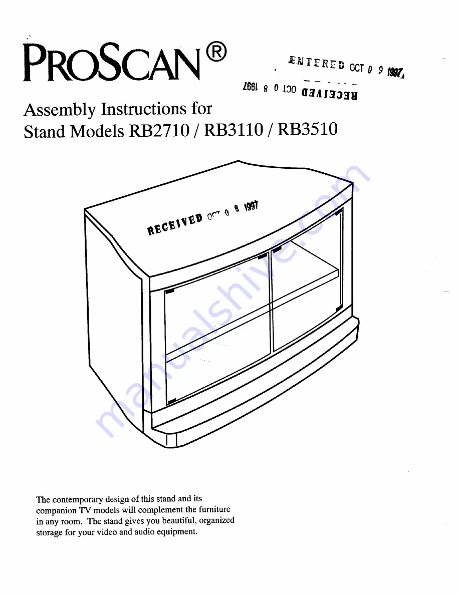 ProScan RB3110 Assembly Instructions Download Page 1